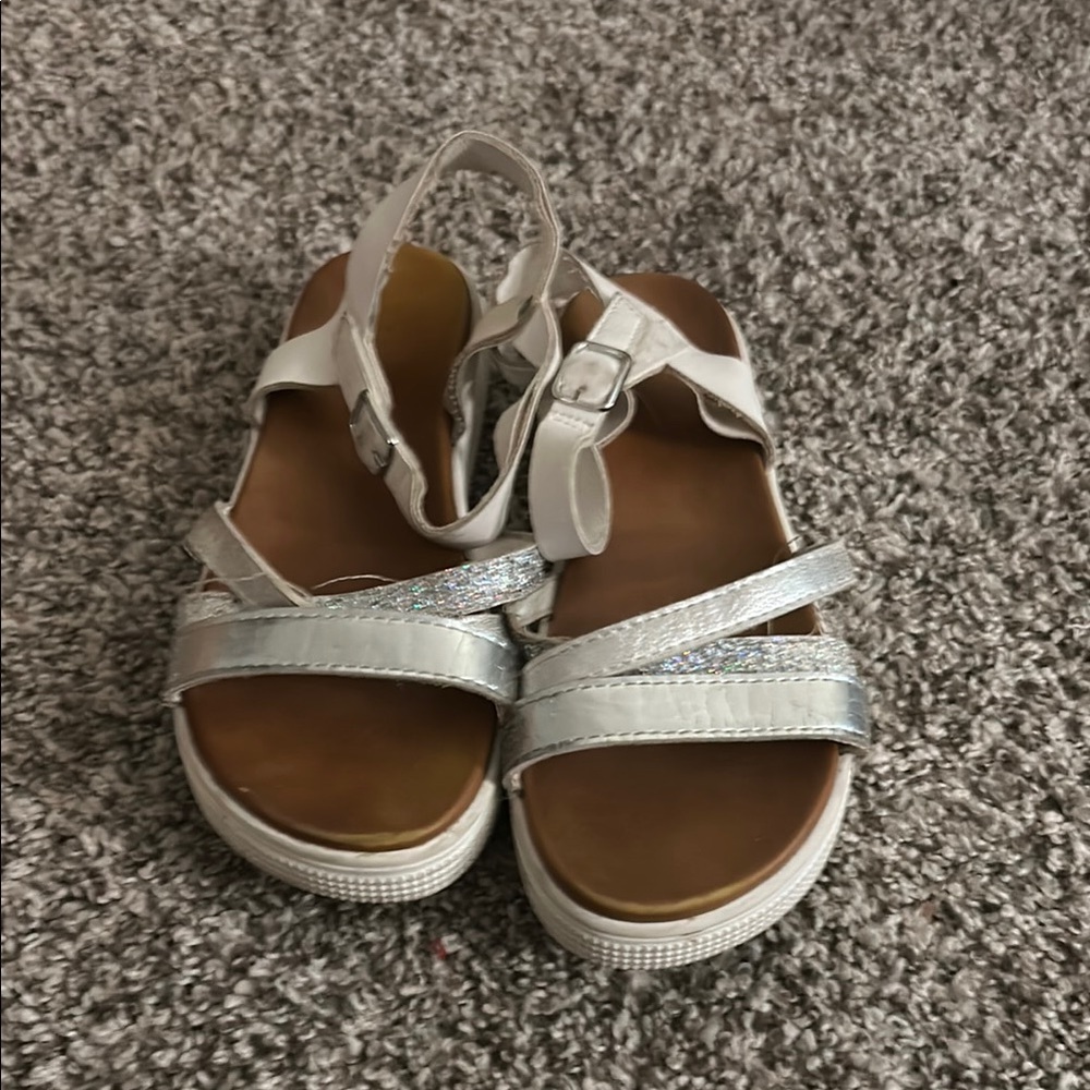MIA Silver Sandals with Ankle Straps